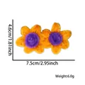 Pinzas para el pelo de flores hechas a mano en naranja y púrpura con talla y peso - Estilo de 2 Flores / Amarillo Calabaza