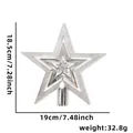 Silberner galvanisierter Stern Christbaumspitze, Größe 19cm x 18,5cm, Gewicht 32,8g - Hohler Stern / Silber