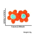 Pinza para el pelo con flor de felpa hecha a mano tamaño 7,6 cm x 4,4 cm peso 5,9 g - Estilo de 2 Flores / Rojo Anaranjado