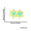 Horquilla de flores de chenilla amarilla y turquesa hecha a mano con medidas 7x4,6 cm y 6g - Estilo de 2 Flores / Centro Azul Pavo Real