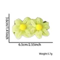 Handmade yellow fuzzy pipe cleaner flower hair clip with detailed size and weight specs - 2-Flower Style / Yellow Stamen
