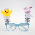 Gafas azules decorativas para fiesta de Pascua con figuras de fieltro de pollito y conejo - Estilo Luminoso EL / Estilo Conejo Pollito Cáscara