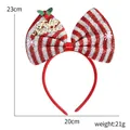 Christmas headband featuring a red and silver striped sequined bow with Feliz Navidad text - Red & White Stripes Style