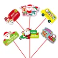 Set of Christmas cartoon paper handheld signs featuring Santa and Reindeer - Snowman And Christmas Bus Style (HY-SDSJP-02) / Without Rod and Base