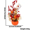 Künstliches festliches Persimmon- und Rote-Beeren-Blumenarrangement in orangem Topf - Festliches Ornament ZH-A