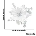 Fleur de Noël artificielle scintillante à paillettes blanches de 16 cm pour décoration - Argenté