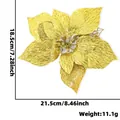 Große goldene künstliche Weihnachts-Poinsettia mit exakten Maßangaben und Gewicht - 22cm / Gold