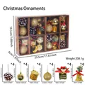 24-teiliges goldenes Weihnachtsdeko-Set mit Glitzerkugeln, Glocken und Zapfen - 24-Teiliges Set / Gold