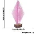 Rosa rautenförmiger Mini-Weihnachtsbaum-Schmuck mit Holzsockel 15 cm hoch - 15CM / Rosa