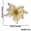 Fleur de poinsettia artificielle à paillettes dorées de 15 cm pour sapin de Noël - Or champagne