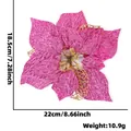 22cm künstliche Weihnachtsblume in Magenta mit Goldglitzer und Gewichtsangabe - 22cm / Rosarot