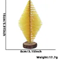 Mini gelber rautenförmiger Flaschenbürsten-Weihnachtsbaum auf Naturholzsockel Deko - 15CM / Gold