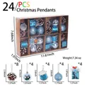 24er-Set blaue Weihnachtsanhänger mit Zapfen und Trommeln in einer Displaybox - 24-Teiliges Set / Blau
