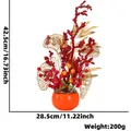 Künstliche festliche Glücksfrucht-Topfpflanze mit roten Beeren und goldenen Ginkgoblättern - Festliches Ornament ZH-F