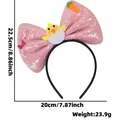 Oster-Haarreif mit rosa Paillettenschleife und Küken für die Frühlingsparty-Dekoration von Kindern - Errötendes Küken in Eierschale Stil / Rosa