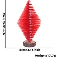 Miniatur rote rautenförmige Kiefernnadel Weihnachtsbaum mit Holzsockel, Größe 15x8cm, 17,7g - 15CM / Rot