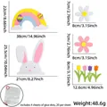 Größenangaben für das Osterhasen- und Blumen-Filzwanddeko-Set mit Klebepunkten - Hase Regenbogen Stil