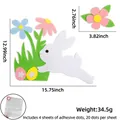 Ostern DIY Filz Hase und Blumen Wandsticker Set mit Maßen und Klebepunkten - Blumen Hase Stil