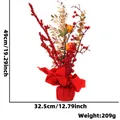 Festliches Blumengesteck mit roten Beeren und Kakifrüchten im roten Topf, 49cm. - Festliches Ornament ZH-J