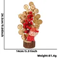Chinesischer Reichtumsgott Geldbaum mit roten Beeren und Goldmünzen, 24,5 cm Höhe - Festliches Ornament ZH-K