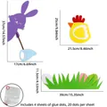Oster Wandsticker Set mit lila Hase, gelbem Küken und grünem Gras Mustern - Lila Hase Küken Stil