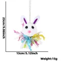 Decorazione pasquale coniglietto di peluche con frange colorate in lamina, 23cm x 13cm - Pendente Ghirlanda Corta Orecchio Viola (23cm)