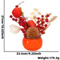 Festliches künstliches Blumenarrangement mit roten Beeren und Kakis, 23,5 cm x 27 cm. - Festliches Ornament ZH-M