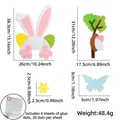 Ostern DIY Filzhase und bunte Eier Wanddeko-Set mit Größenangaben und Maßen - Hase Baum Schleife Stil