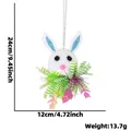 Decorazione pasquale a forma di coniglio in peluche con festoni e misure precise - Pendente Ghirlanda Corta Orecchio Blu (24cm)