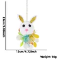 Pendente peluche coniglietto di Pasqua con collare di ghirlande e paillettes a uovo - Pendente Ghirlanda Corta Orecchio Oro (23cm)