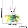 Decorazione coniglietto di Pasqua in peluche con frange colorate, misura 23x12 cm - Pendente Ghirlanda Corta Orecchio Rosa (23cm)