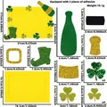 St. Patrick's Day DIY felt photo frame kit with shamrock decorations and dimensions - Irish Festival DIY Frame / Yellow