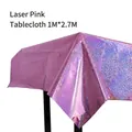 Holographic laser pink party tablecloth measuring 1M by 2.7M for vibrant event decor. - Laser Tablecloth / 1M*2.7M / Pink