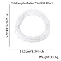 White leaf Christmas wreath garland decoration, 7.5m wire length with 21.2cm diameter - Madder Leaf Wire / 7.5 Meters Pack / White