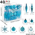 Lot de 40 ornements de Noël bleus avec dimensions détaillées - Pack de 40 / Série Bleue