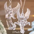 Confezione da 2 ornamenti trasparenti ad angelo per decorazioni creative per l'albero di Natale - Stile Angelo Trasparente