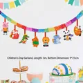 Close-up of 3m cartoon animal banner garland for children's birthday party decor - Jungle Animal Style (WQLY-ZLS03) / 3 Meters Long