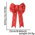 Große rote Weihnachtsschleife mit goldenen Glitzerschneeflocken für den Tannenbaum - Bronzierte Bedruckte Schleife (Christmas Bow)