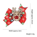 Sparkling glitter reindeer red bow hair clip for kids Christmas holiday party accessories - Gold Sequin Reindeer Style / Gold