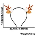 Festive Christmas reindeer antler headband with white pom-poms and size measurements - Brown Antlers with White Balls