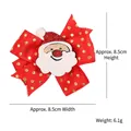 Christmas hair clip with glittery Santa Claus bow, 8.5cm children's hair accessory - Red Bowknot Santa Style
