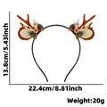 Christmas reindeer antler headband with plaid bows and ears, 22.4cm x 13.8cm size - Brown Antlers With Rhinestone Plaid Bow