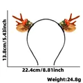 Reindeer antler Christmas headband with bells and berries, size 22.4x13.8cm, 24.8g - Small Antler Headband / Brown Antlers With Bells And Pinecones