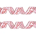 Cinta de Navidad de 6,3 cm con alambre y dibujos de bastones de caramelo rojos para regalo - Paquete de 2 Metros / Blanco