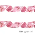 7 cm breites rosa Weihnachtsband aus Leinenimitat mit Rentier- und Baummuster, Drahtkante - Rosa Weiß Pelzkante Stil / 2m Länge