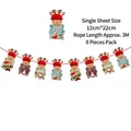 Ghirlanda di bandiere natalizie a renna, set da 8, 12x22cm, corda lunga 3 metri - Stile Babbo Natale Pupazzo di Neve Cervo (Z-33) / Set da 8 pezzi