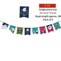 Set di otto striscioni natalizi a cartoni animati con corda da appendere di 3 metri - Stile Omino di Pan di Zenzero e Cartone Animato (Z-34) / Set da 8 pezzi