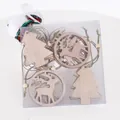 Natural wooden Christmas ornament set with hollow tree and reindeer in clear gift box - Elk & Christmas Tree Asymmetric Style / Set of 6