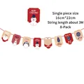 Festoso striscione natalizio a cartoni animati con pupazzo di neve e Babbo Natale decor - Stile Pinguino Coniglio e Albero (Z-35) / Set da 8 pezzi