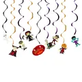Detail view of Halloween spiral hanging set with decorative character cards - Cartoon Character Spiral Decoration Set / 9 Pieces Spirals and 9 Pieces Cards/Pack / Purple/Orange/Black